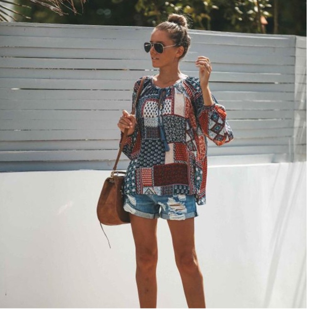 All Patterned Up Patchwork Blouse - image 2